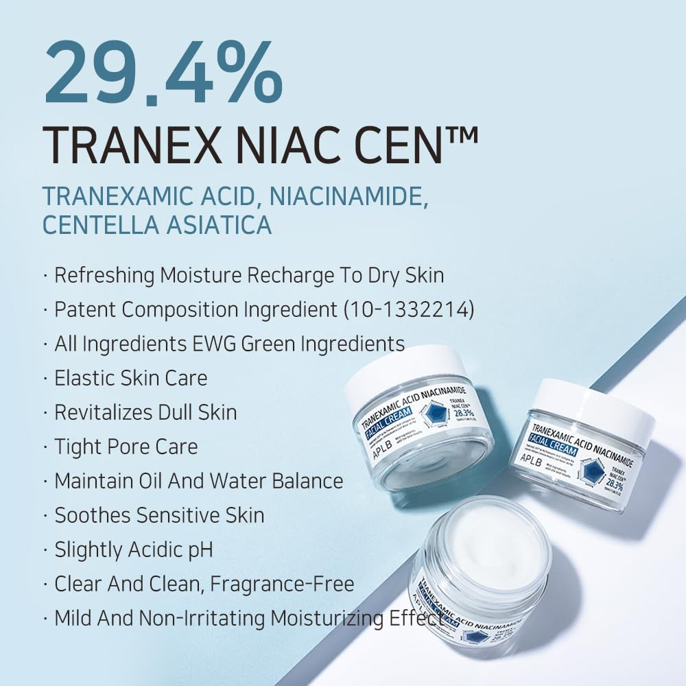 Tranexamic Acid Niacinamide Facial Cream | TRANEX NIAC CEN™ 28.3% 1.86 Fl.Oz/Korean Skincare, Moisturizing, Blemish Care, Helps with Skin Discoloration