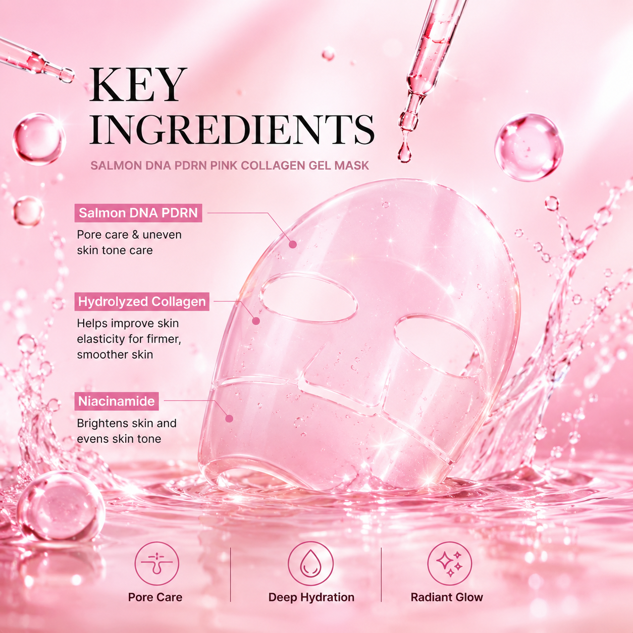Salmon DNA PDRN Pink Collagen Gel Mask (4 Pack)